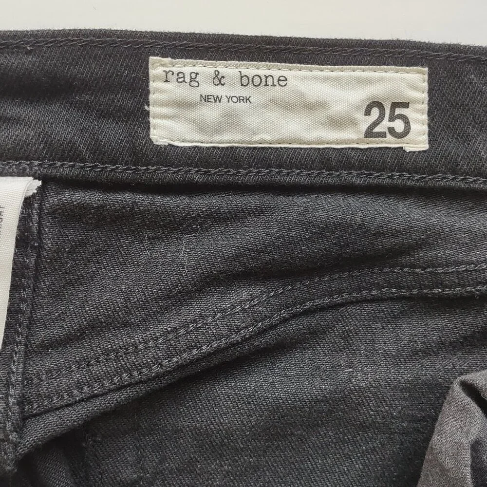 Rag & Bone Harlow Black Ankle Jeans Straight Leg Mid-Rise  Size 25 - Picture 9 of 12